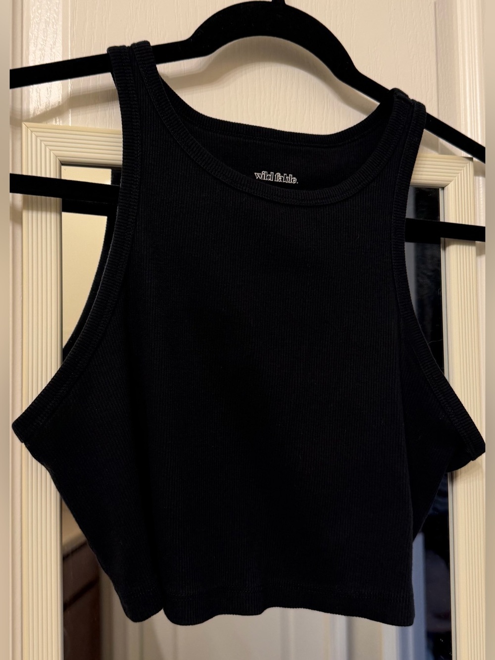 wild fable Black Ribbed Cropped Tank